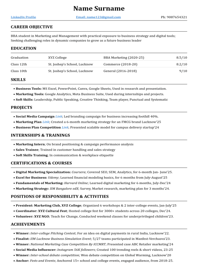 Business Student Template