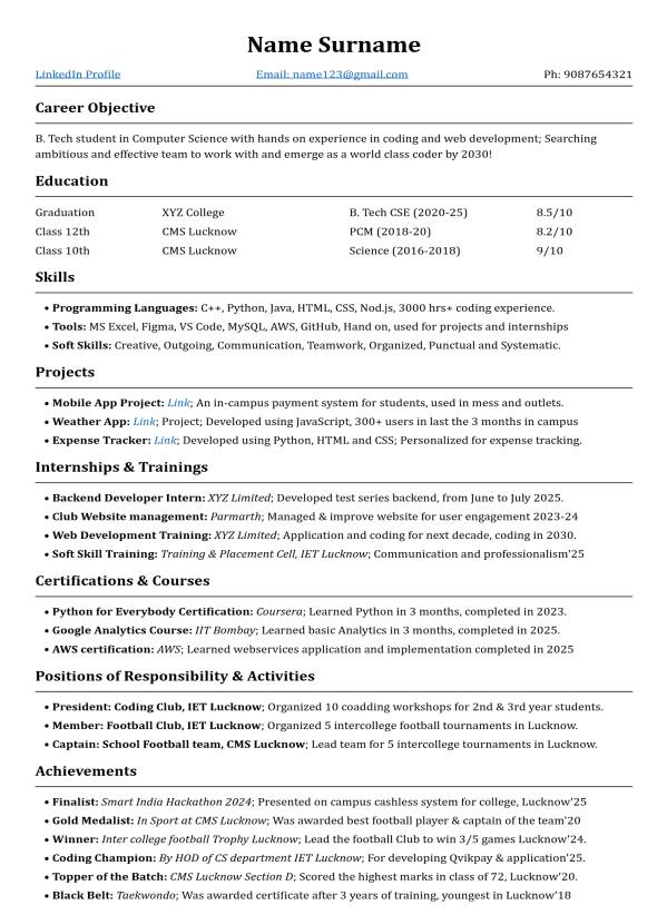 Tech Student Template